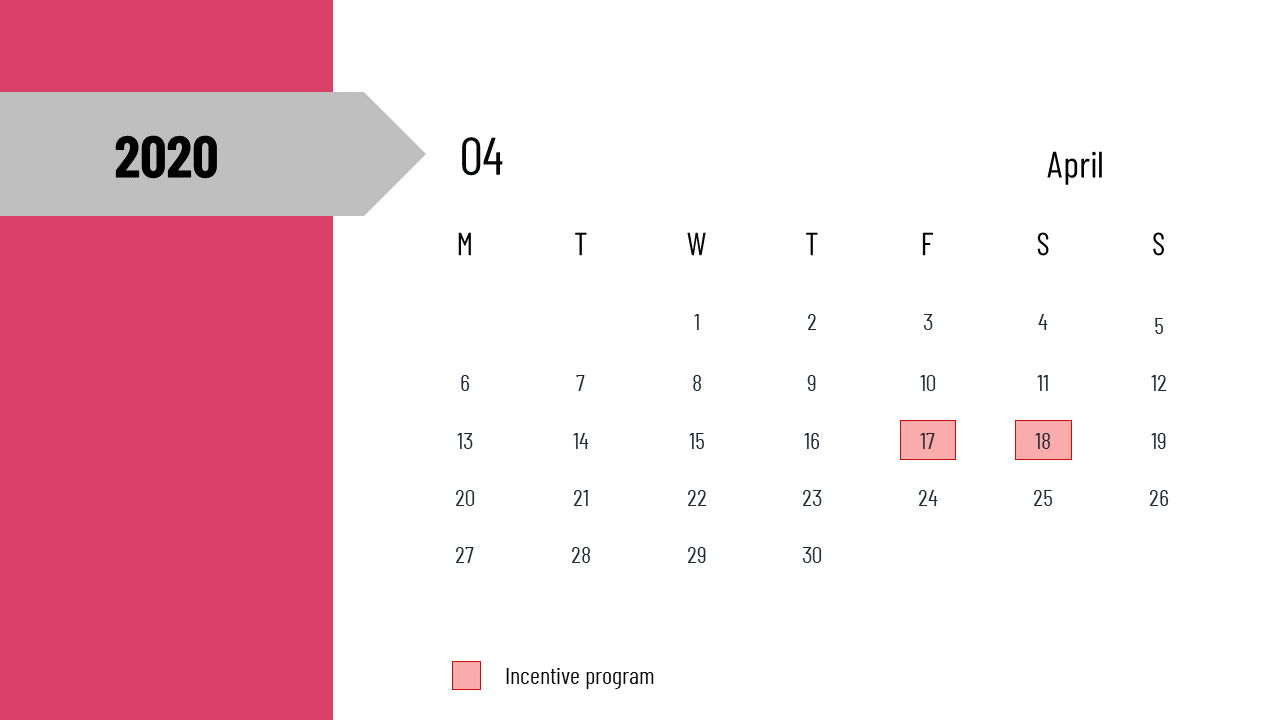 powerpoint calendar template-april